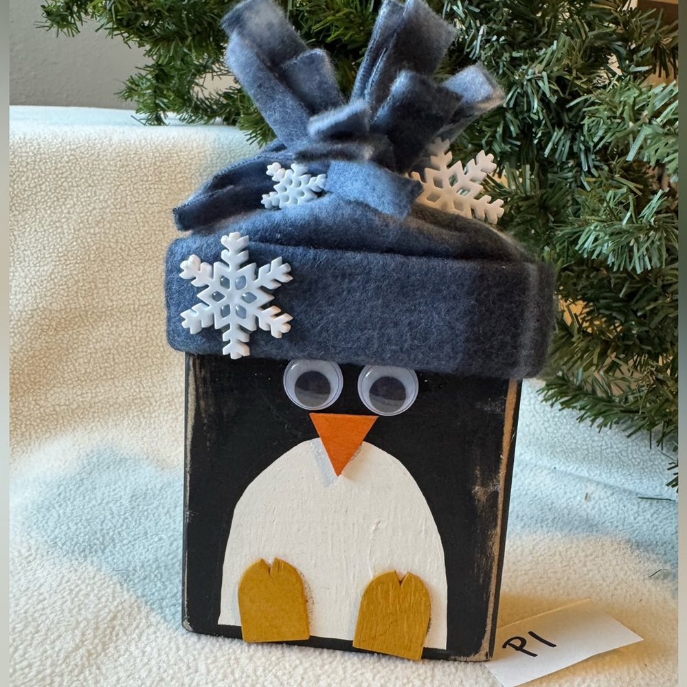Handmade Winter Penguin with Snowflakes & Hat
